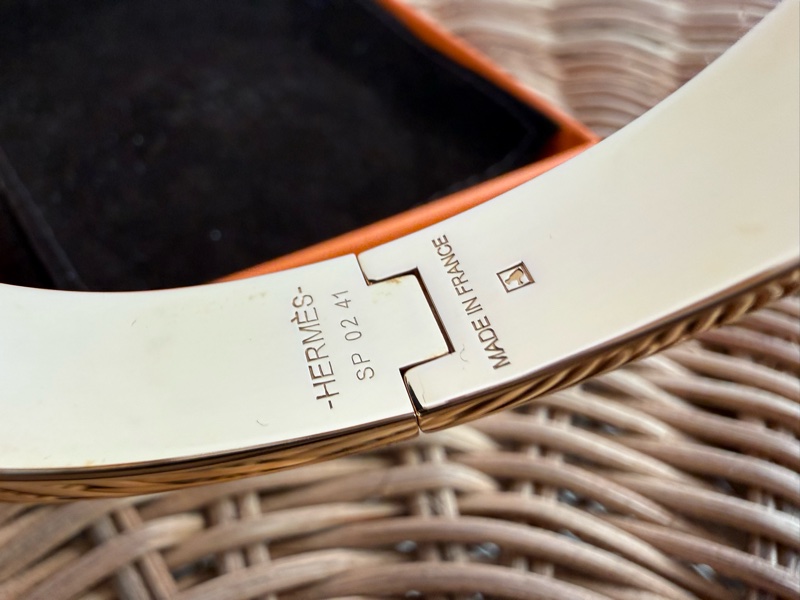 二手HERMES CLIC H栗子色金釦H手環-5