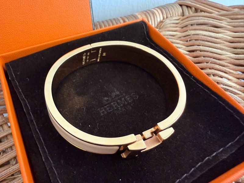 二手HERMES CLIC H栗子色金釦H手環-6