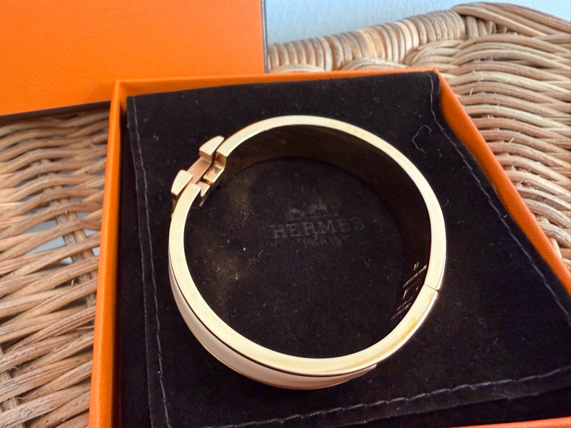 二手HERMES CLIC H栗子色金釦H手環-7