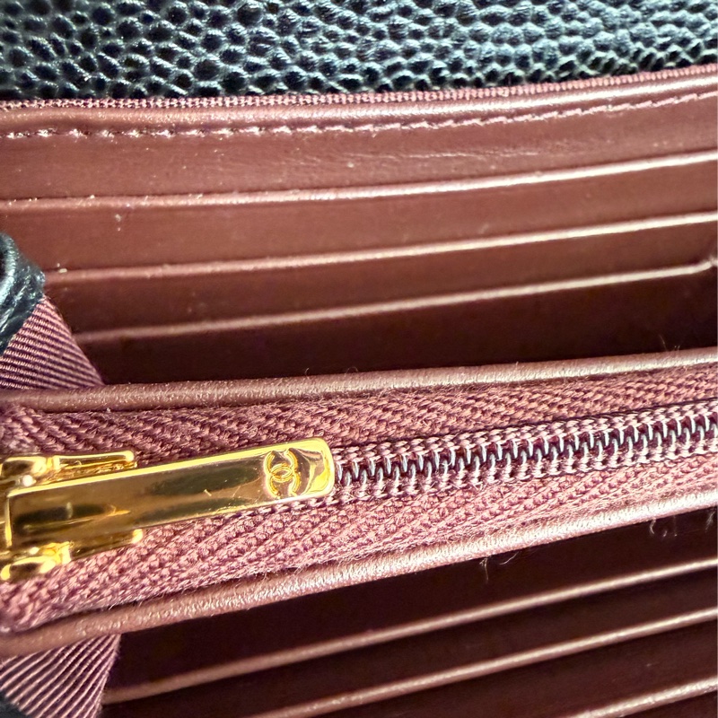 二手真品CHANEL黑色荔枝皮金釦coco翻蓋長夾AP0241-11