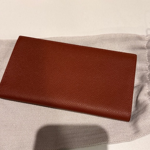 Hermes愛馬仕 長夾 紅棕色（實體很有質感）