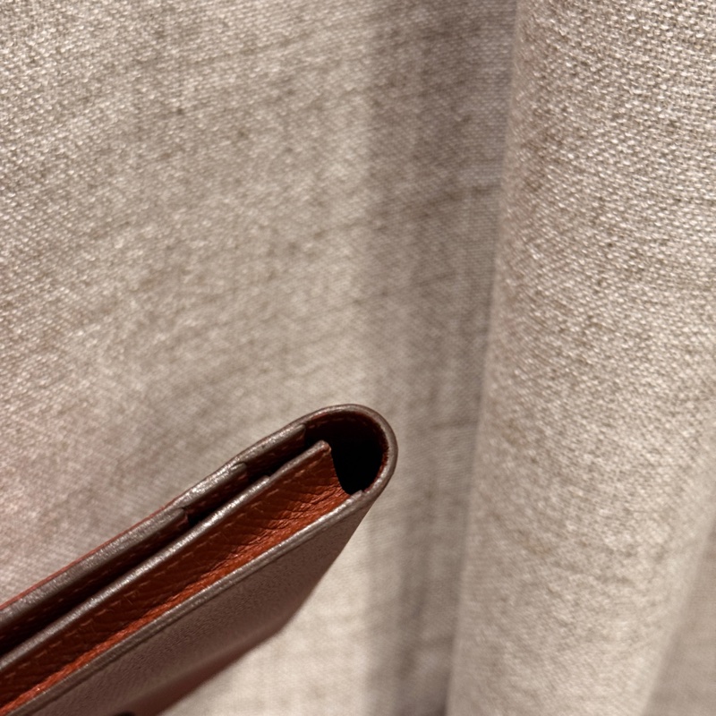 Hermes愛馬仕 長夾 紅棕色（實體很有質感）-3