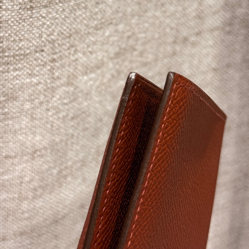 Hermes愛馬仕 長夾 紅棕色（實體很有質感）-5