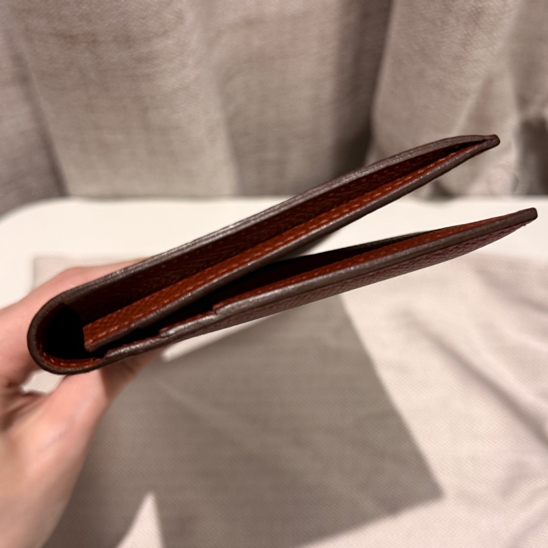 Hermes愛馬仕 長夾 紅棕色（實體很有質感）-7