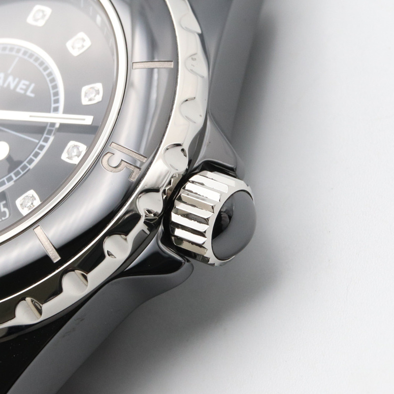 黑色錶盤 陶瓷 鑽石 不鏽鋼 J12 腕錶【CHANEL 香奈兒】 H5701-5