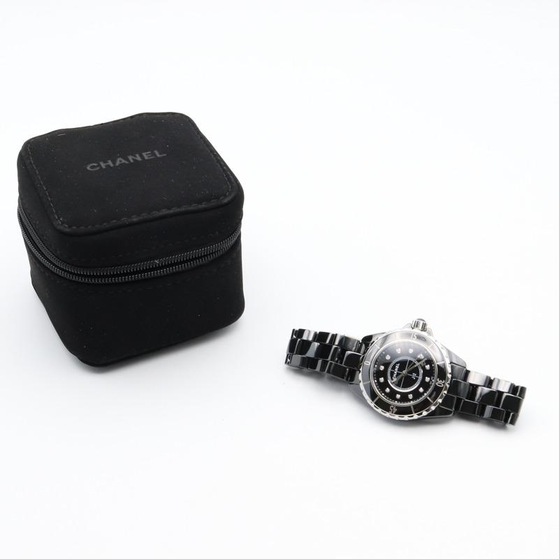 黑色錶盤 陶瓷 鑽石 不鏽鋼 J12 腕錶【CHANEL 香奈兒】 H5701-8