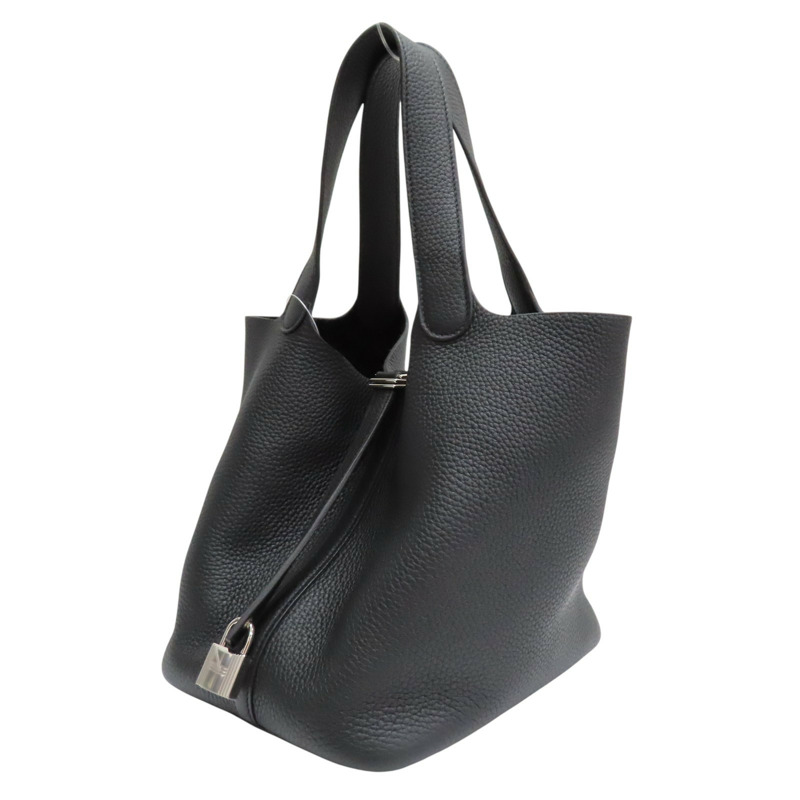 黑色 Taurillon牛皮 Picotin Lock 22 手提包 U刻 銀扣【HERMES 愛馬仕】 H060991CK-2