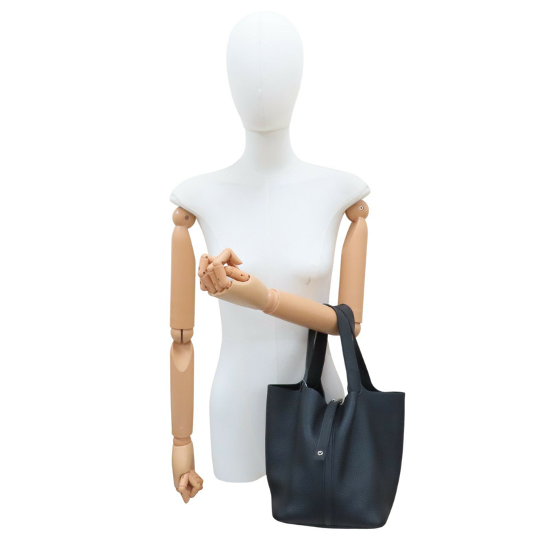 黑色 Taurillon牛皮 Picotin Lock 22 手提包 U刻 銀扣【HERMES 愛馬仕】 H060991CK-7