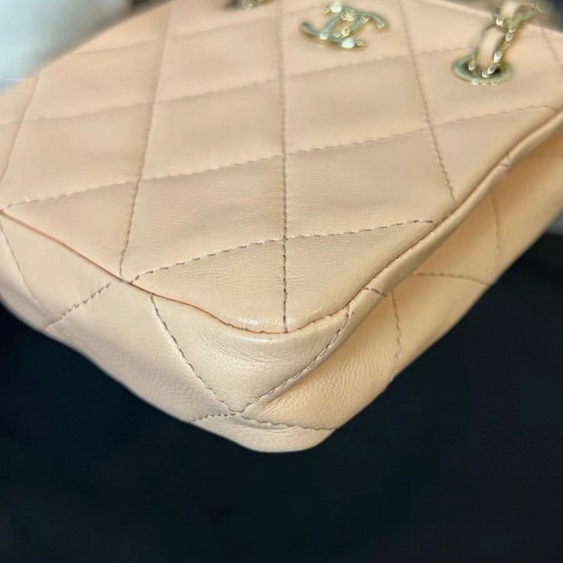 【97新 ✨ 全網最低價!】Chanel 香奈兒 22C 小廢包 淡橘粉 金扣 單肩斜挎包(下單前先詢問庫存❗️)-5