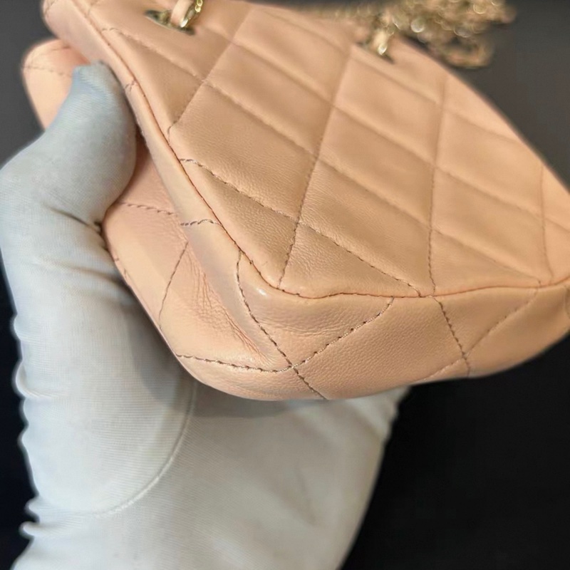 【97新 ✨ 全網最低價!】Chanel 香奈兒 22C 小廢包 淡橘粉 金扣 單肩斜挎包(下單前先詢問庫存❗️)-8