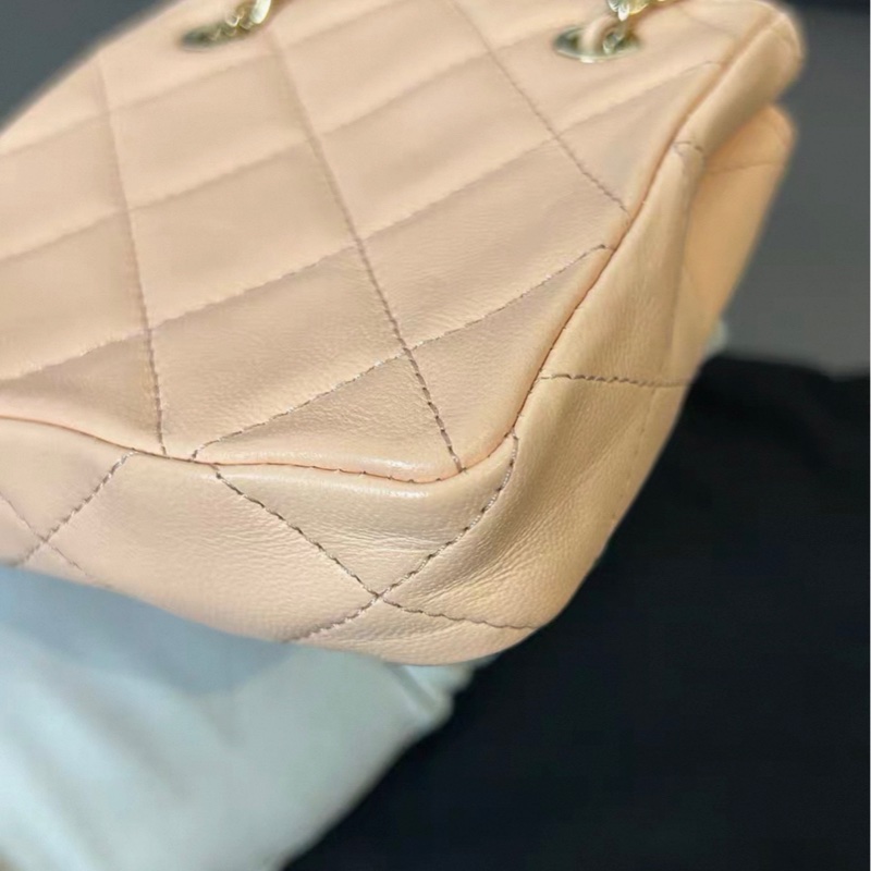 【97新 ✨ 全網最低價!】Chanel 香奈兒 22C 小廢包 淡橘粉 金扣 單肩斜挎包(下單前先詢問庫存❗️)-9