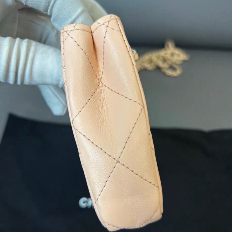 【97新 ✨ 全網最低價!】Chanel 香奈兒 22C 小廢包 淡橘粉 金扣 單肩斜挎包(下單前先詢問庫存❗️)-10