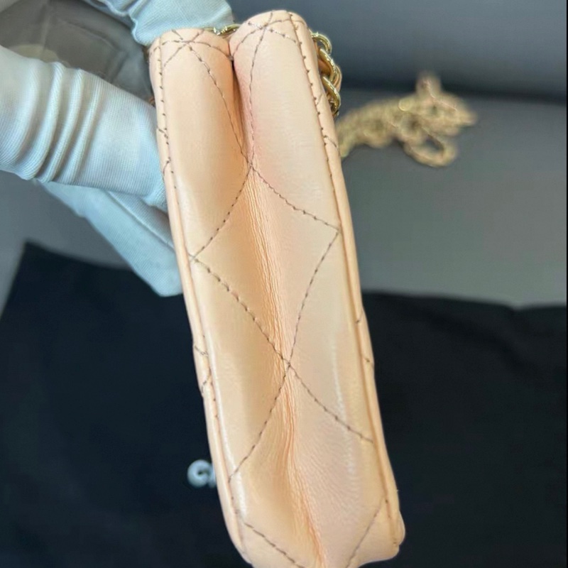 【97新 ✨ 全網最低價!】Chanel 香奈兒 22C 小廢包 淡橘粉 金扣 單肩斜挎包(下單前先詢問庫存❗️)-12