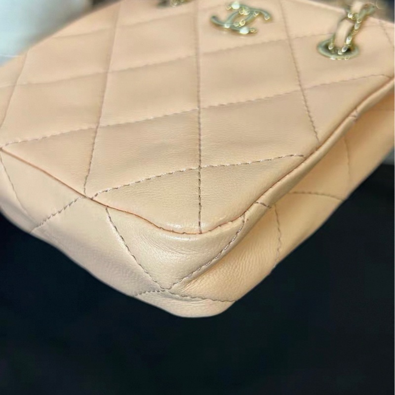 【97新 ✨ 全網最低價!】Chanel 香奈兒 22C 小廢包 淡橘粉 金扣 單肩斜挎包(下單前先詢問庫存❗️)-18