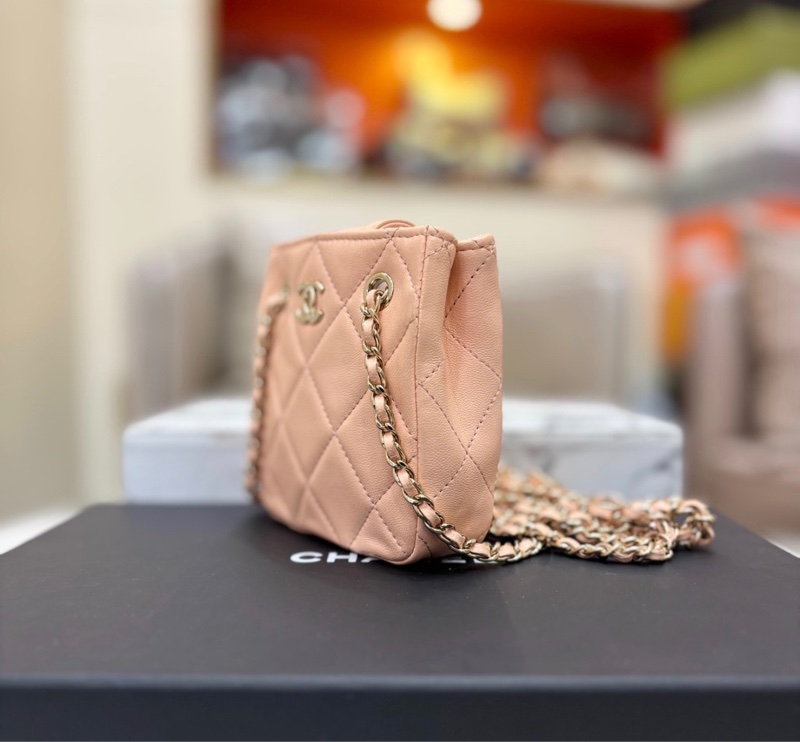 【97新 ✨ 全網最低價！】Chanel 香奈兒 22C 小廢包 淡橘粉 金扣 單肩斜挎包（下單前先詢問庫存❗️)-3