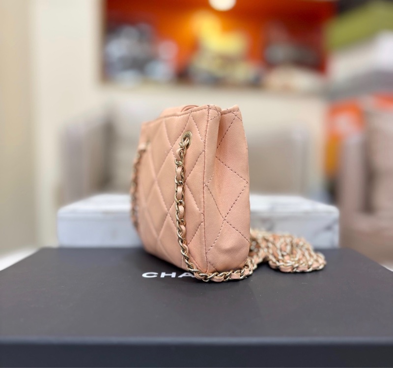 【97新 ✨ 全網最低價！】Chanel 香奈兒 22C 小廢包 淡橘粉 金扣 單肩斜挎包（下單前先詢問庫存❗️)-4