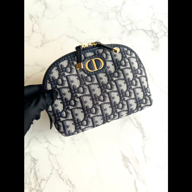 【LA LUNE】Christian Dior藍色老花30 Montaigne皮革包 中古包 化妝包 手拿包-0