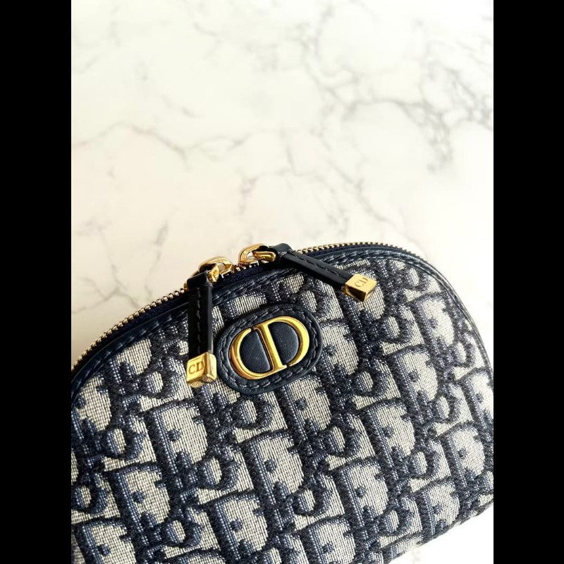 【LA LUNE】Christian Dior藍色老花30 Montaigne皮革包 中古包 化妝包 手拿包-2