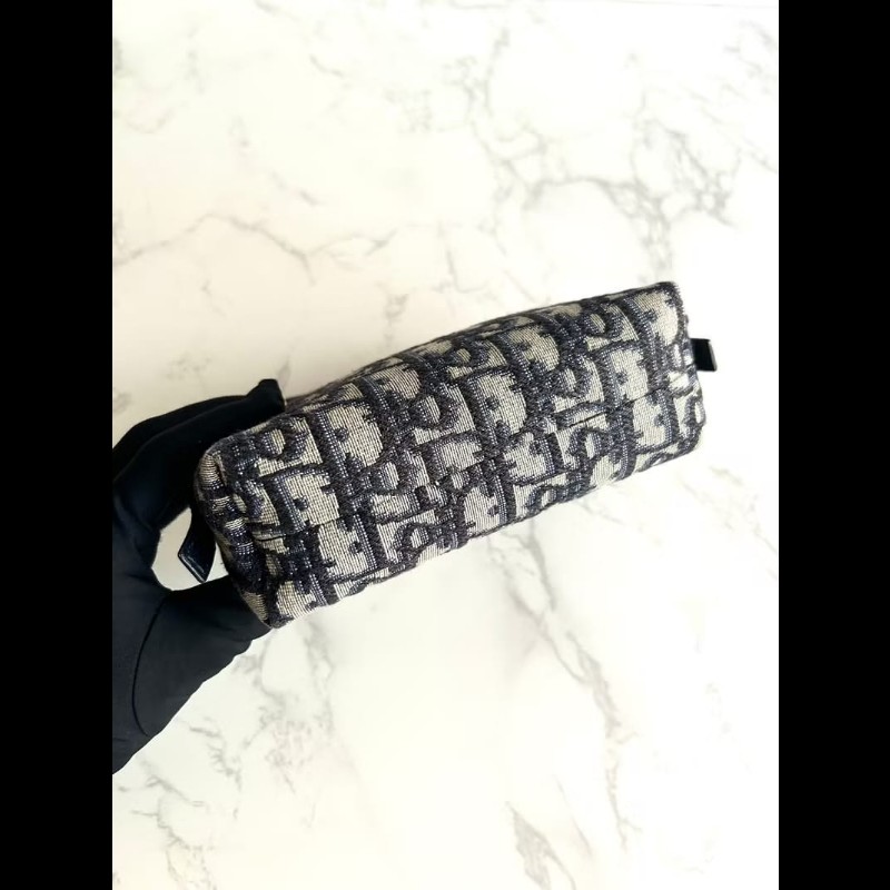 【LA LUNE】Christian Dior藍色老花30 Montaigne皮革包 中古包 化妝包 手拿包-3