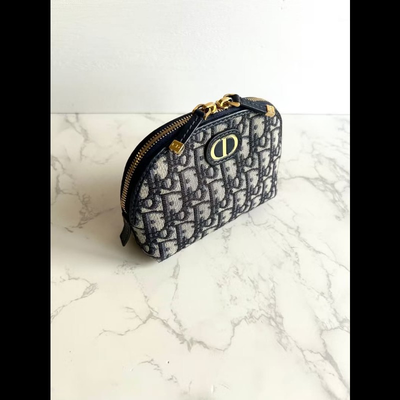 【LA LUNE】Christian Dior藍色老花30 Montaigne皮革包 中古包 化妝包 手拿包-5