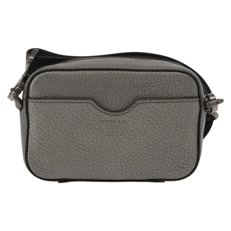 【日本直送】FENDI 銀色皮革肩背包 Auth bs30741-1
