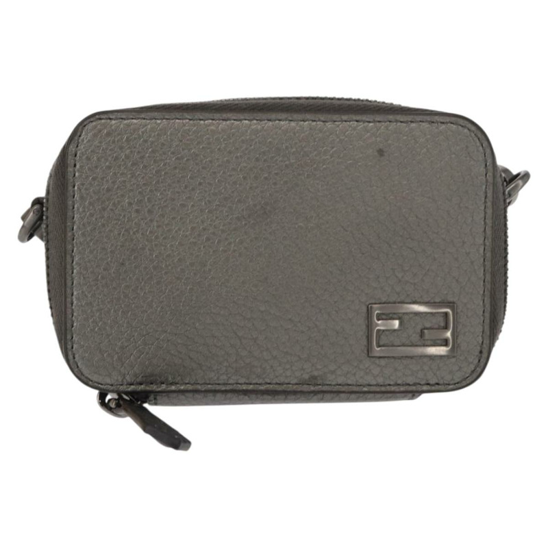 【日本直送】FENDI 銀色皮革肩背包 Auth bs30741-12