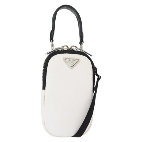 PRADA 單肩包 尼龍 2way 白色 銀色 Auth 152675V