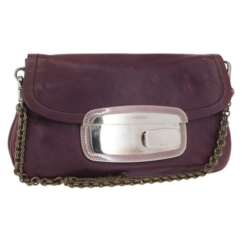 PRADA 鏈條包 皮革 銀紫色 正品 148623V
