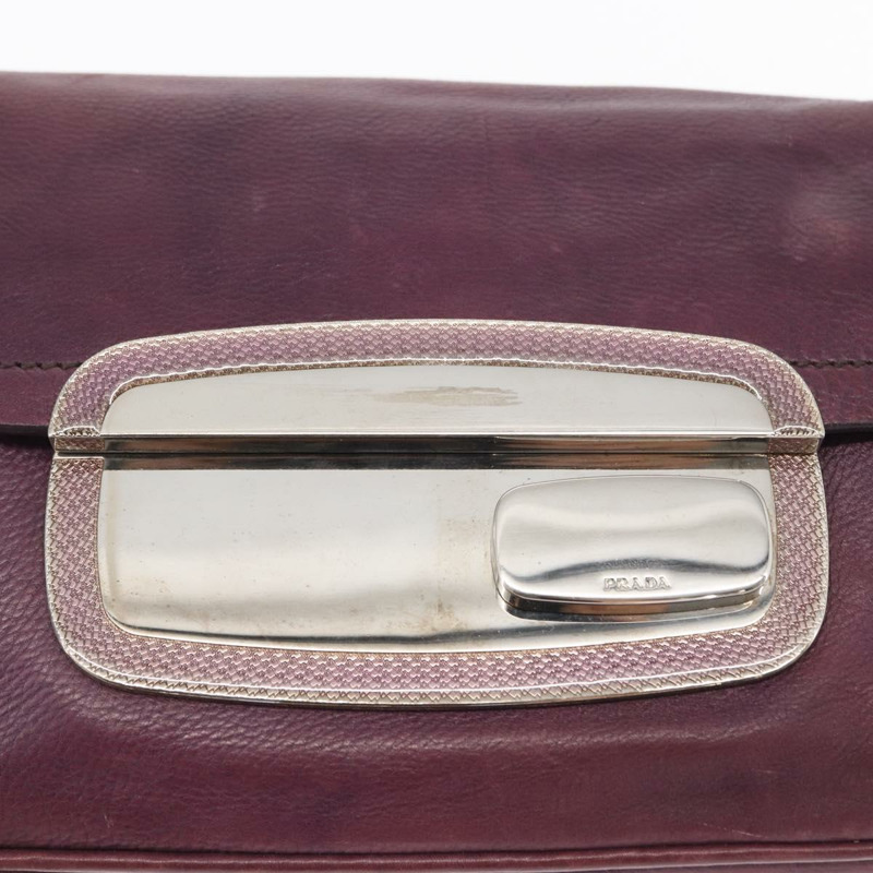 【日本直送】PRADA 鏈條包 皮革 銀紫色 正品 148623V-17
