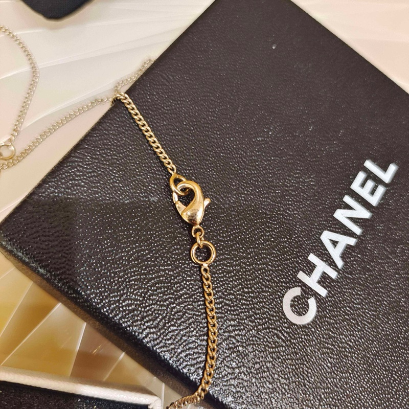 Chanel 經典雙C立體鑲嵌項鍊 鑲嵌水晶與小珍珠 附件:塵袋盒子-7