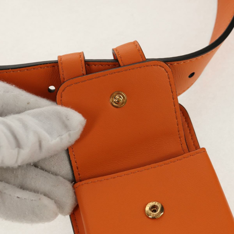 【日本直送】FENDI 多功能配件腰帶 皮革 橙色 金色 正品 154935M-13