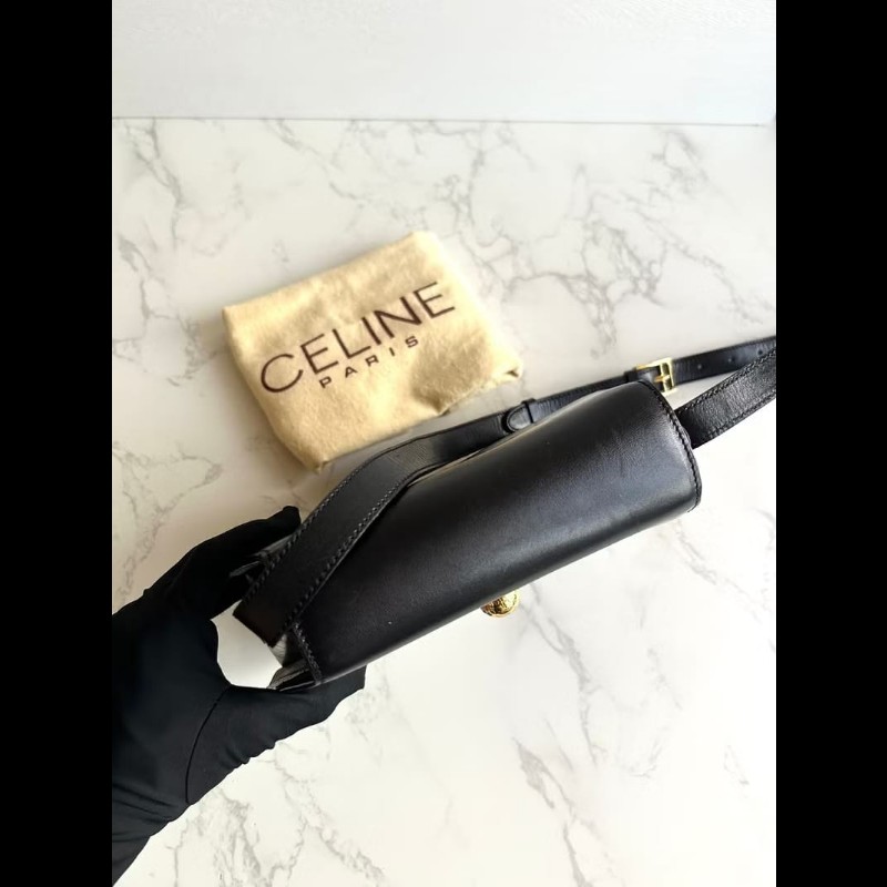 【LA LUNE】稀有中古包 Celine黑金星球幾何盒子包 斜背包 單肩包 側背包古董-3