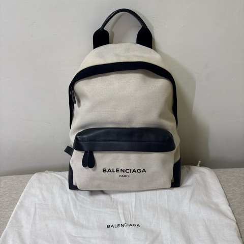 巴黎世家 BALENCIAGA 帆布拼皮後背包 雙肩包 Canvas + Leather Backpack / Everyday Backpack