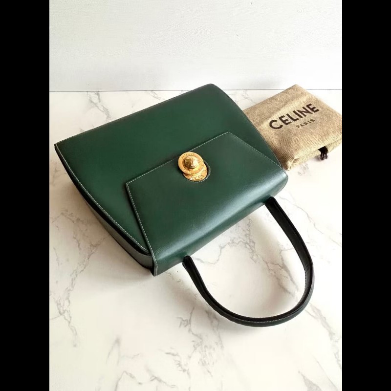 【LA LUNE】絕版中古包Celine旋轉星球綠色凱莉包 手提包 古董包 二手包 古著-1