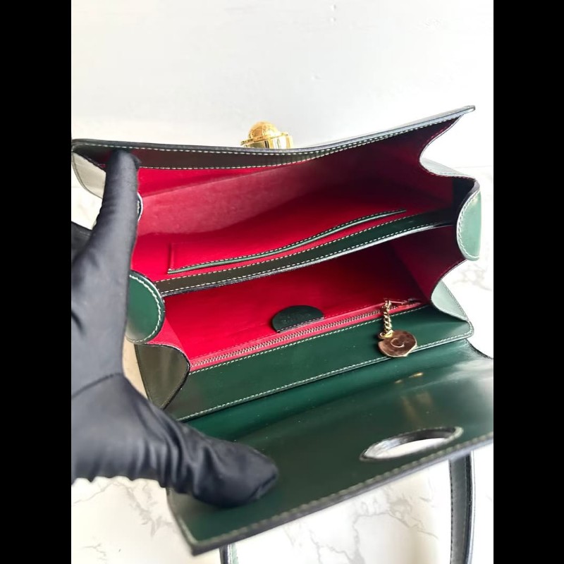 【LA LUNE】絕版中古包Celine旋轉星球綠色凱莉包 手提包 古董包 二手包 古著-4