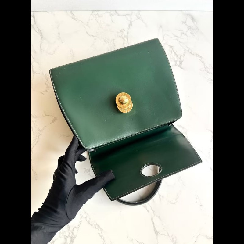 【LA LUNE】絕版中古包Celine旋轉星球綠色凱莉包 手提包 古董包 二手包 古著-5