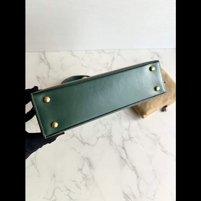 【LA LUNE】絕版中古包Celine旋轉星球綠色凱莉包 手提包 古董包 二手包 古著-7