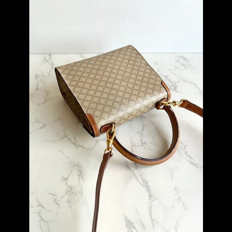 【LA LUNE】絕版中古包 Celine米咖色老花小號凱莉 斜背包 單肩包 側背包古董-2