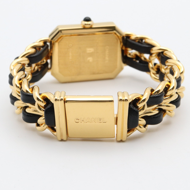 Premiere S 石英腕錶 黑色錶盤 鍍金 皮革錶帶【CHANEL 香奈兒】 H0001-3