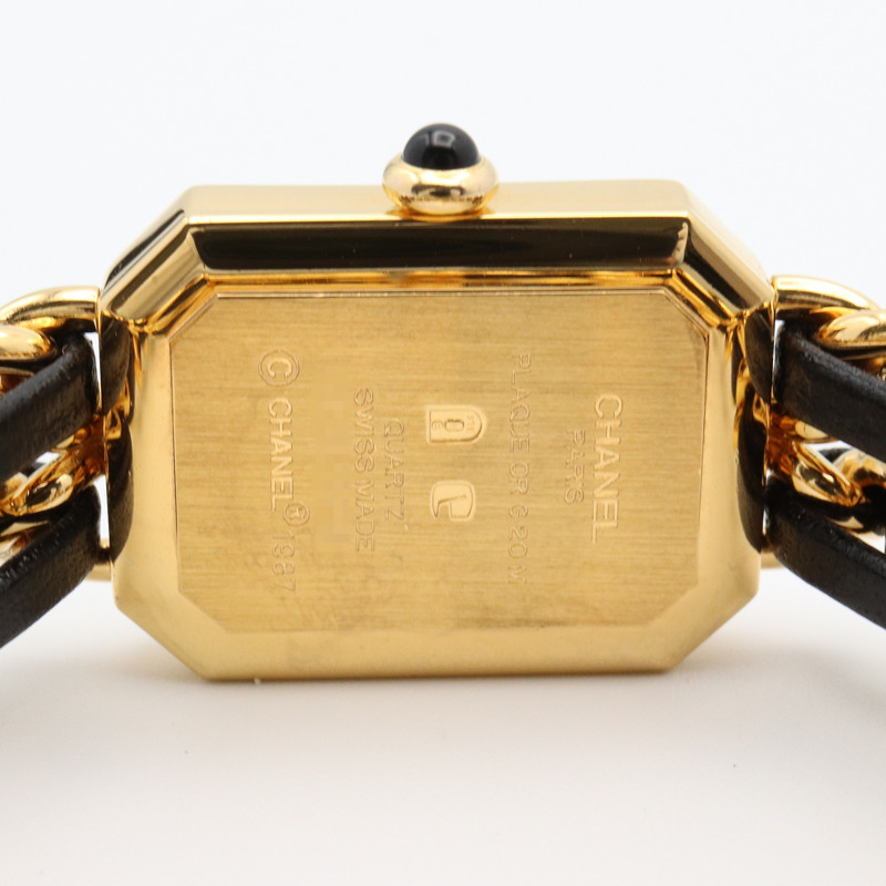 Premiere S 石英腕錶 黑色錶盤 鍍金 皮革錶帶【CHANEL 香奈兒】 H0001-4