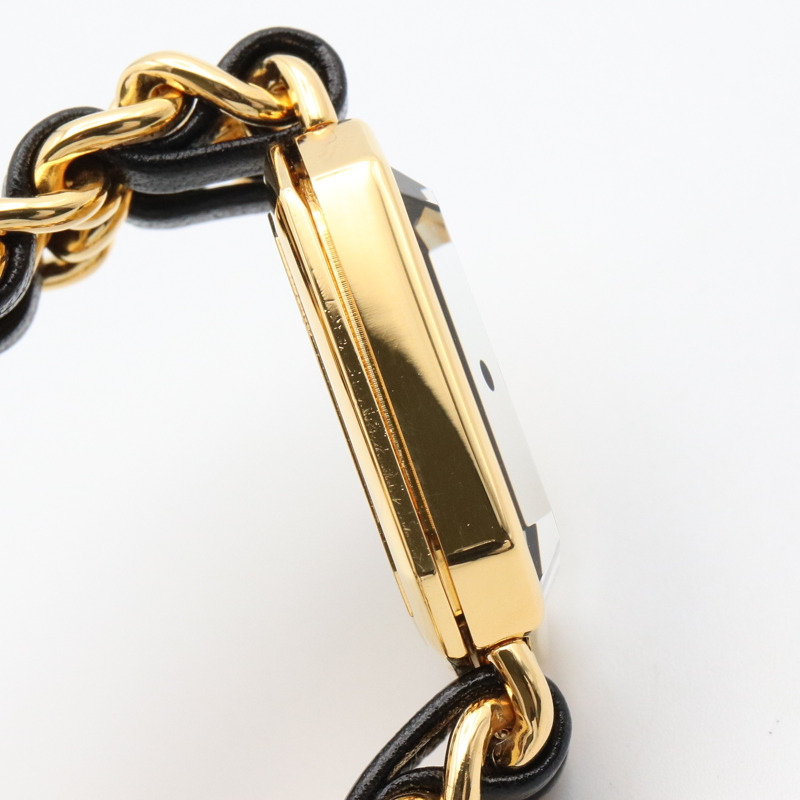 Premiere S 石英腕錶 黑色錶盤 鍍金 皮革錶帶【CHANEL 香奈兒】 H0001-9