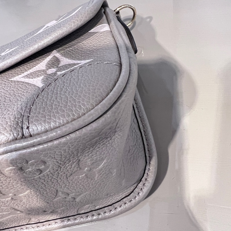 LV 斑鳩灰壓紋Diane金釦下蓋肩斜背包-6