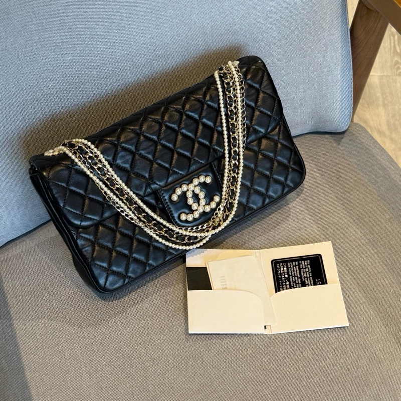 Chanel 威斯敏斯特 珍珠 鏈條單肩包 15開 底長約26 附件身份卡。-0