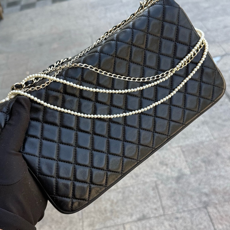 Chanel 威斯敏斯特 珍珠 鏈條單肩包 15開 底長約26 附件身份卡。-1