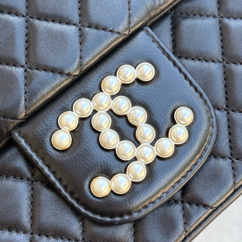 Chanel 威斯敏斯特 珍珠 鏈條單肩包 15開 底長約26 附件身份卡。-3