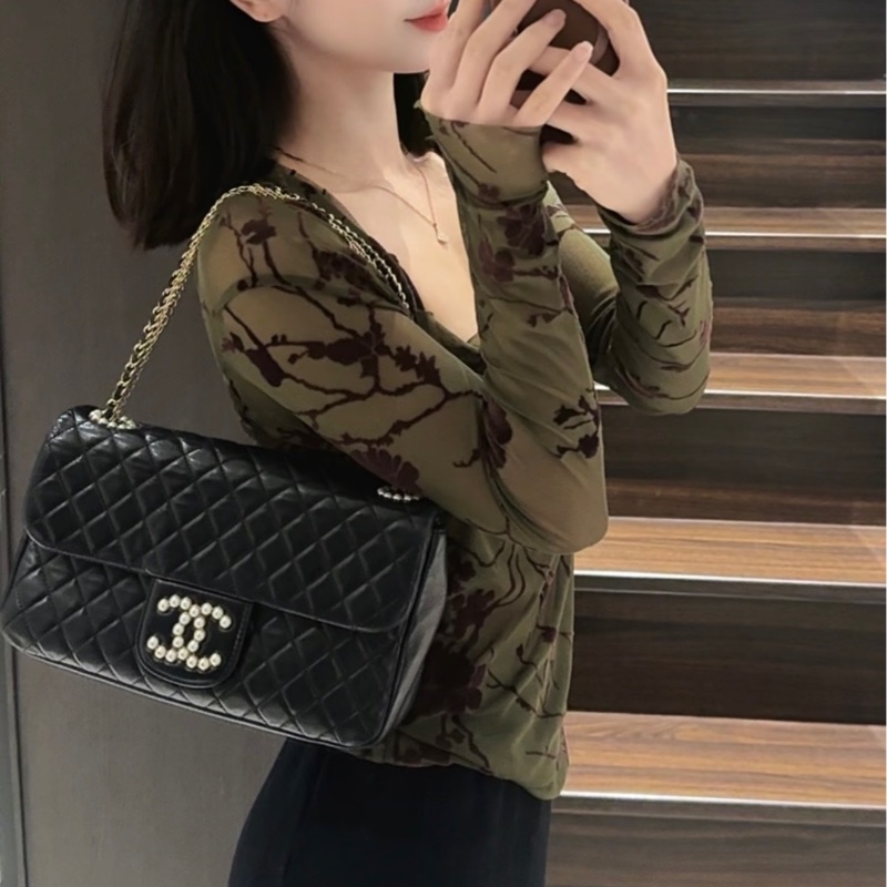 Chanel 威斯敏斯特 珍珠 鏈條單肩包 15開 底長約26 附件身份卡。-9