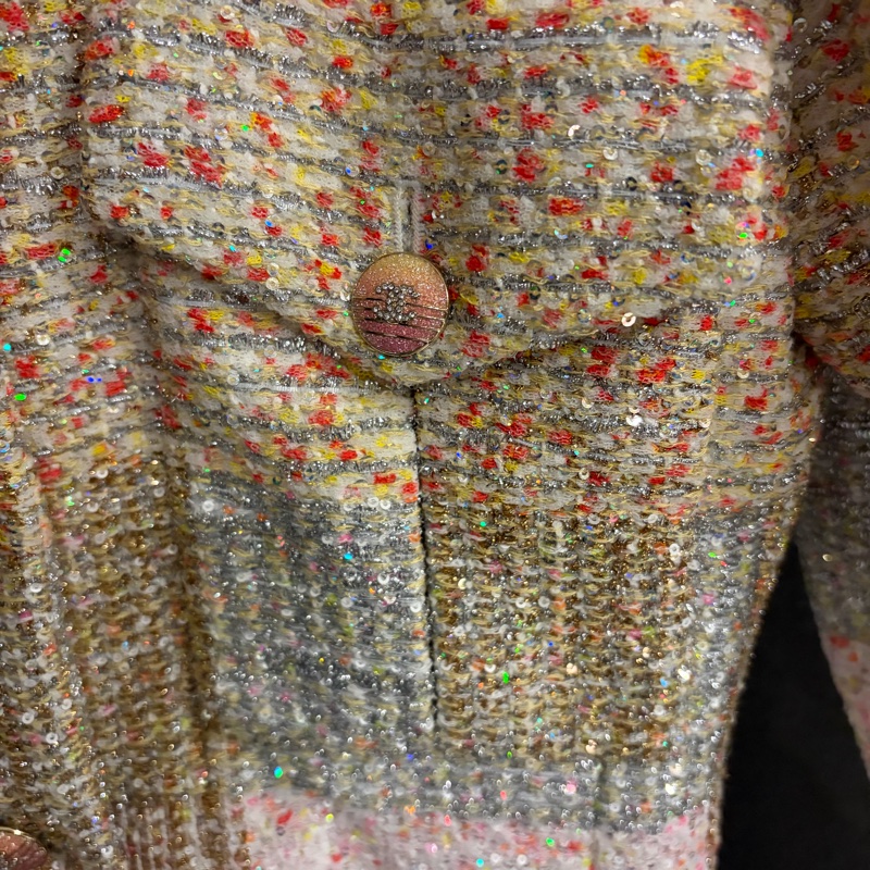 Chanel高訂系列毛呢刺繡亮片套裝-18