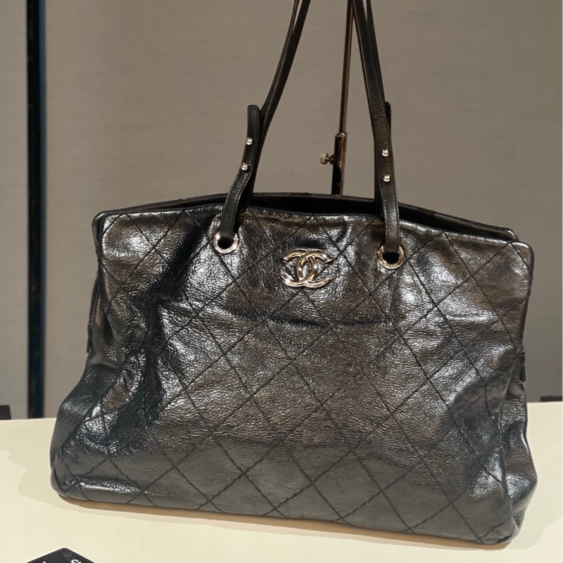 Chanel  黑銀大tote 托特 14開-0