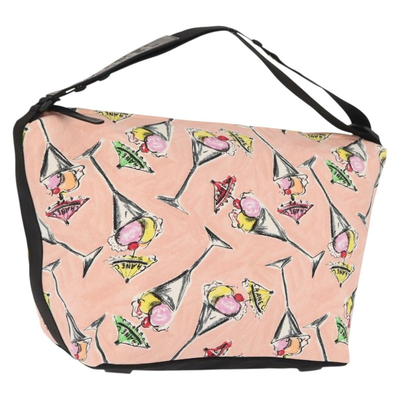 【日本直送】香奈兒肩背包 帆布 粉紅色 金 CC 標誌 Auth 164348-0