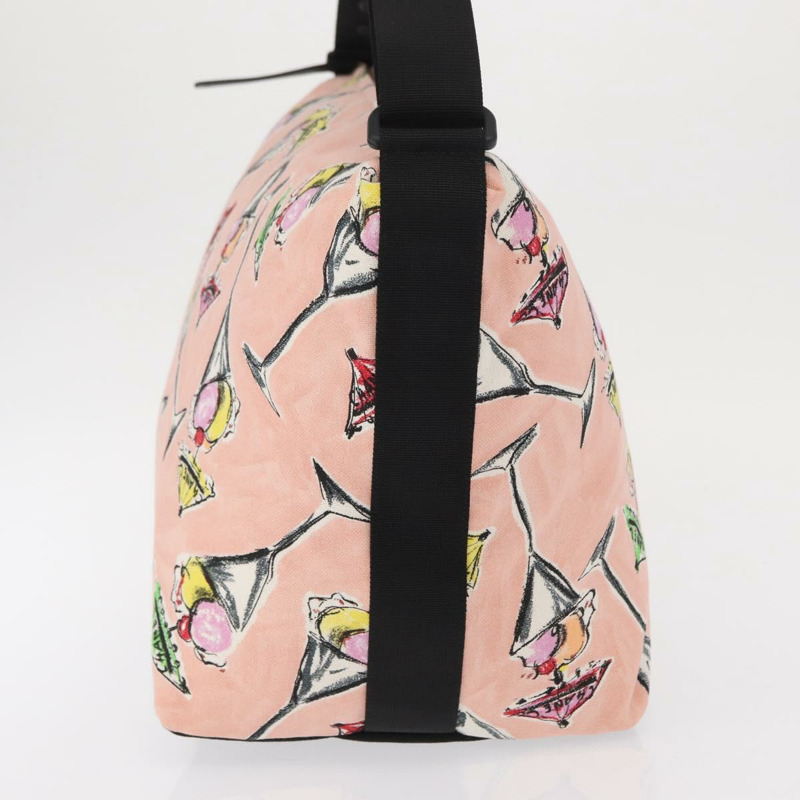 【日本直送】香奈兒肩背包 帆布 粉紅色 金 CC 標誌 Auth 164348-3